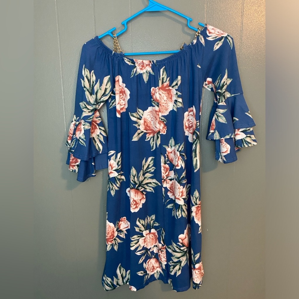 Top Fashion of NY - Blue Floral Dress - S